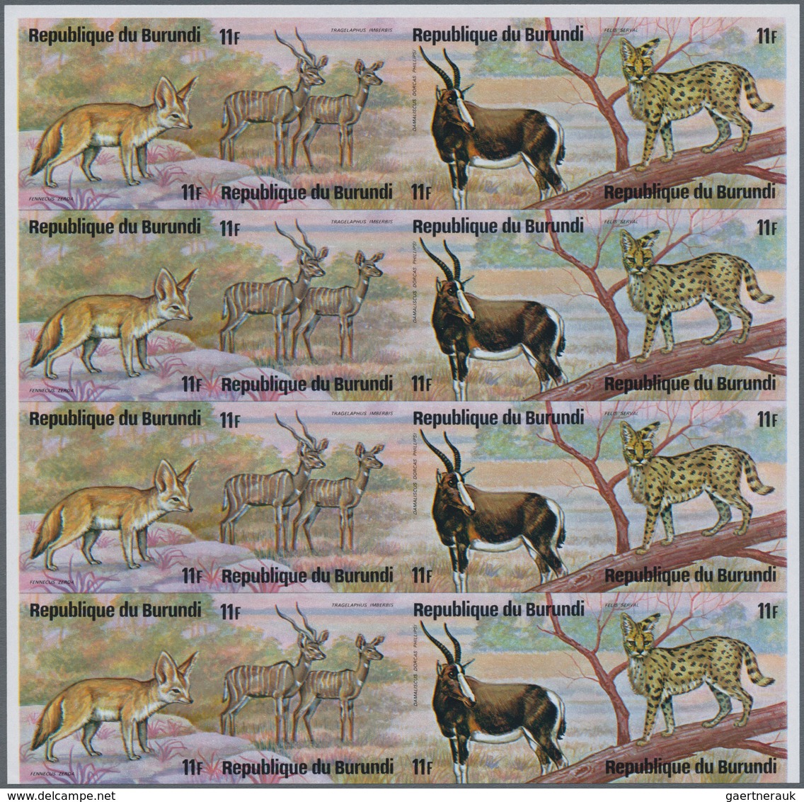 Thematik: Tiere, Fauna / Animals, Fauna: 1975, BURUNDI: African Animals (rhinoceros, Snake, Gazelle, - Other & Unclassified