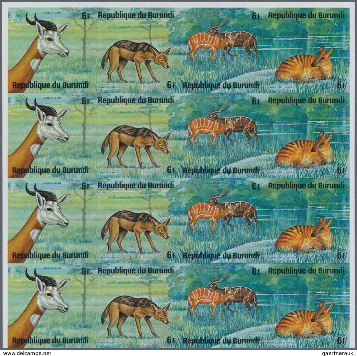 Thematik: Tiere, Fauna / Animals, Fauna: 1975, BURUNDI: African Animals (rhinoceros, Snake, Gazelle, - Other & Unclassified