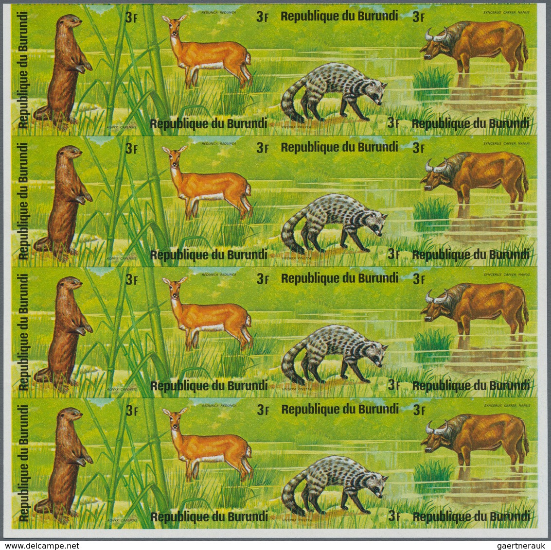 Thematik: Tiere, Fauna / Animals, Fauna: 1975, BURUNDI: African Animals (rhinoceros, Snake, Gazelle, - Other & Unclassified