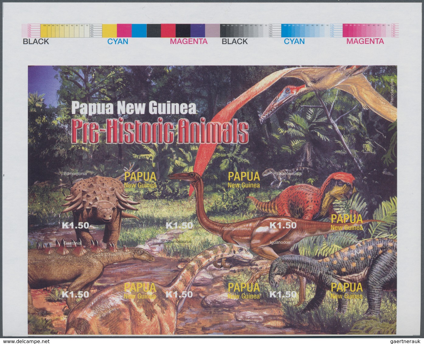 Thematik: Tiere-Dinosaurier / Animals-dinosaur: 2004, PAPUA NEW GUINEA: Prehistoric Animals Complete - Prehistóricos