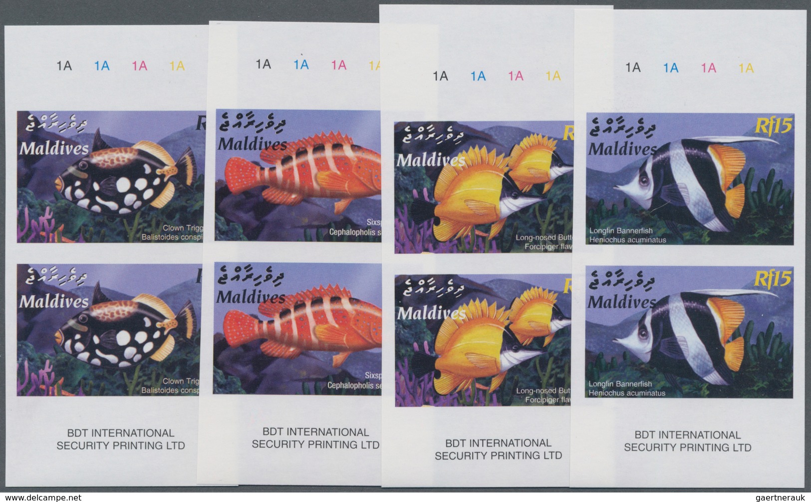 Thematik: Tiere-Fische / Animals-fishes: 2003, MALDIVES: Coral Fishes Complete Set Of Four In Vertic - Vissen