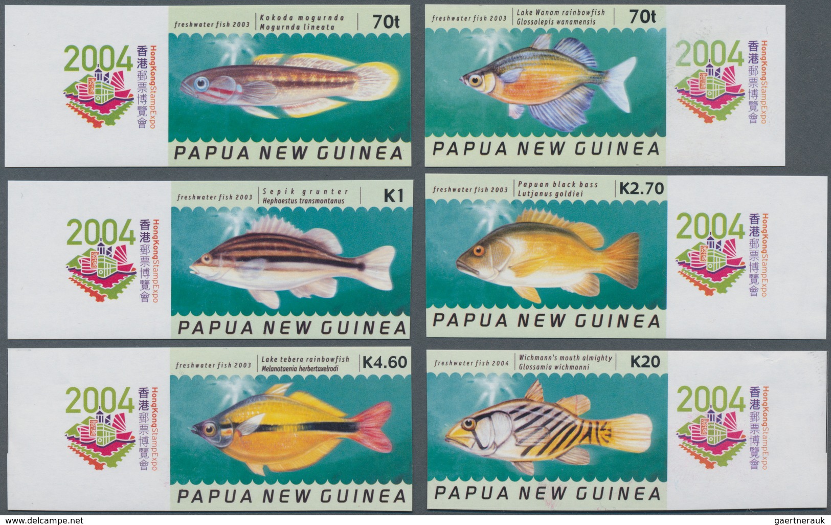 Thematik: Tiere-Fische / Animals-fishes: 2004, PAPUA NEW GUINEA: Freshwater Fishes Complete IMPERFOR - Vissen