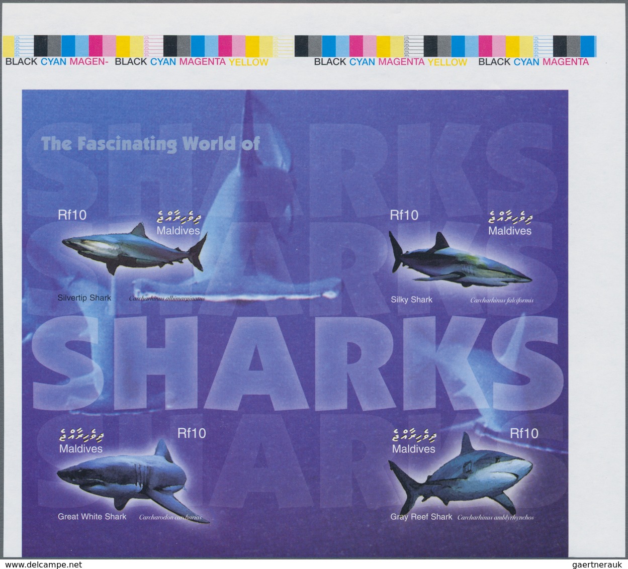 Thematik: Tiere-Fische / Animals-fishes: 2004, MALDIVES: Sharks Complete Set Of Four In Perforate An - Fische
