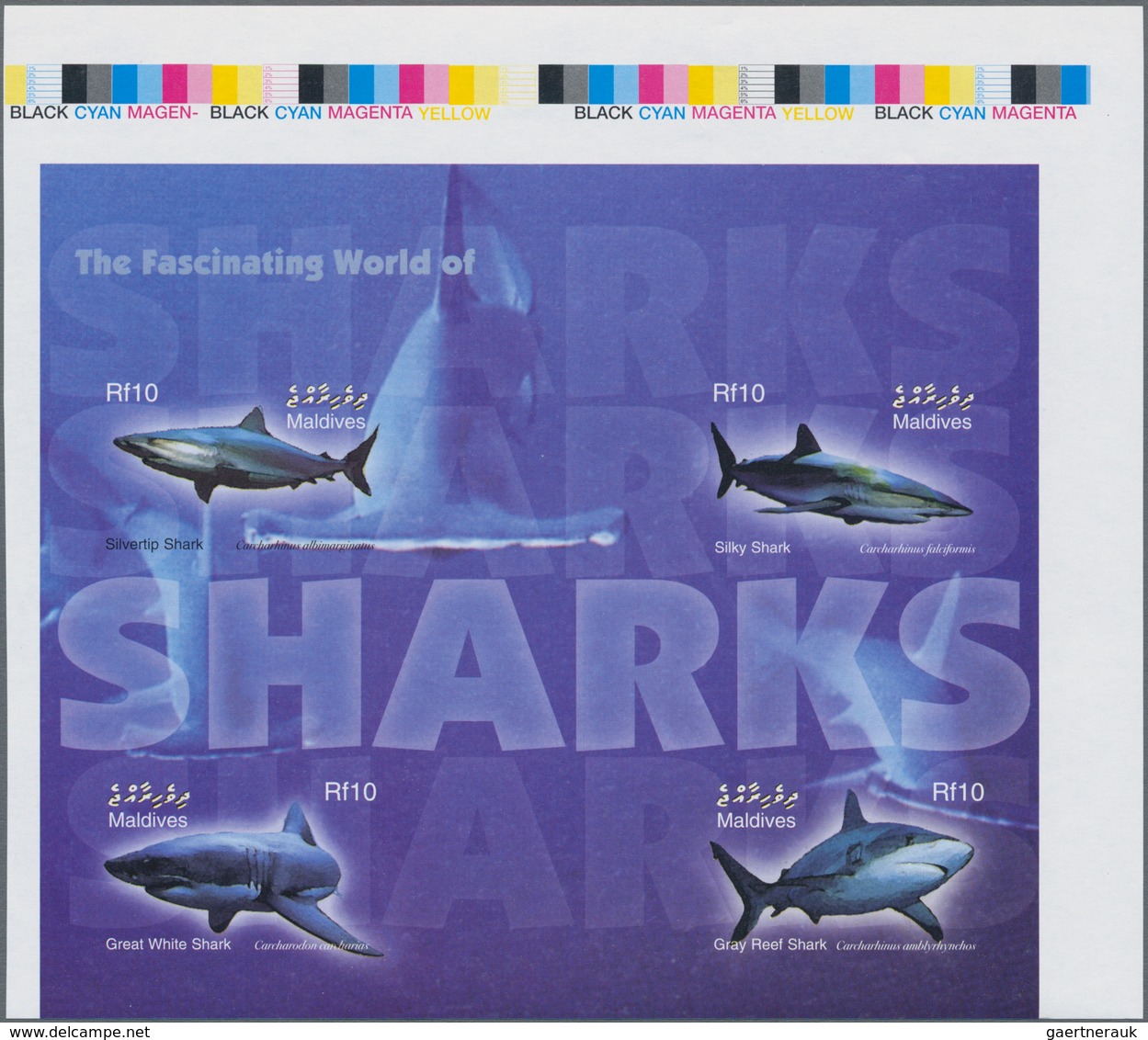 Thematik: Tiere-Fische / Animals-fishes: 2004, MALDIVES: Sharks Complete Set Of Four In Perforate An - Vissen