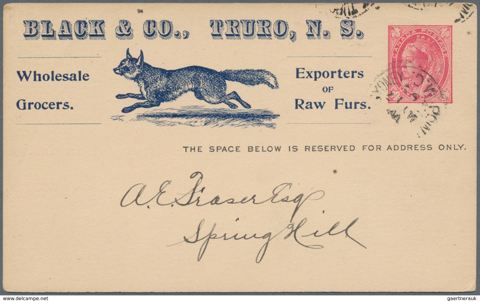 Thematik: Tiere-Füchse / Animals-foxes: 1899, Canada. Postcard 1c Victoria As A Pre-printed Sales Re - Andere & Zonder Classificatie