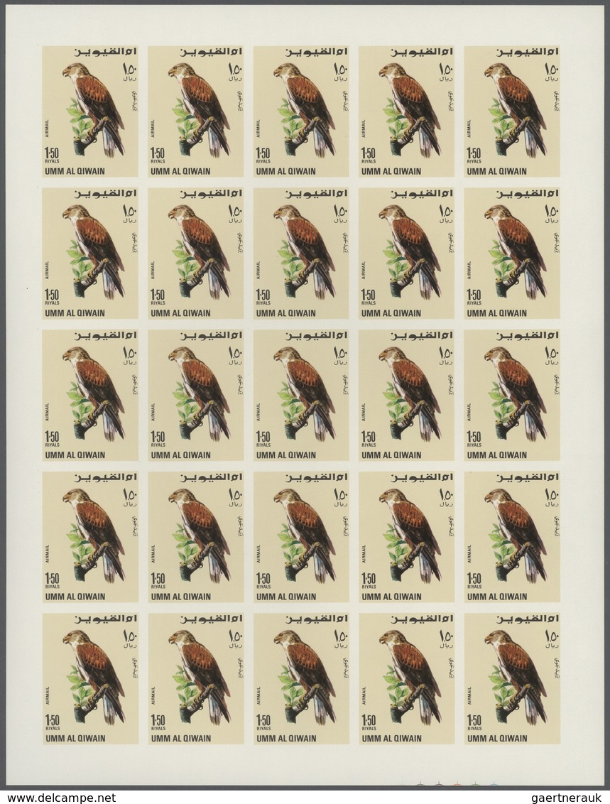 Thematik: Tiere-Greifvögel / animals-birds of prey: 1968, Umm al Qaiwain, Birds of Prey, 15dh. to 5r