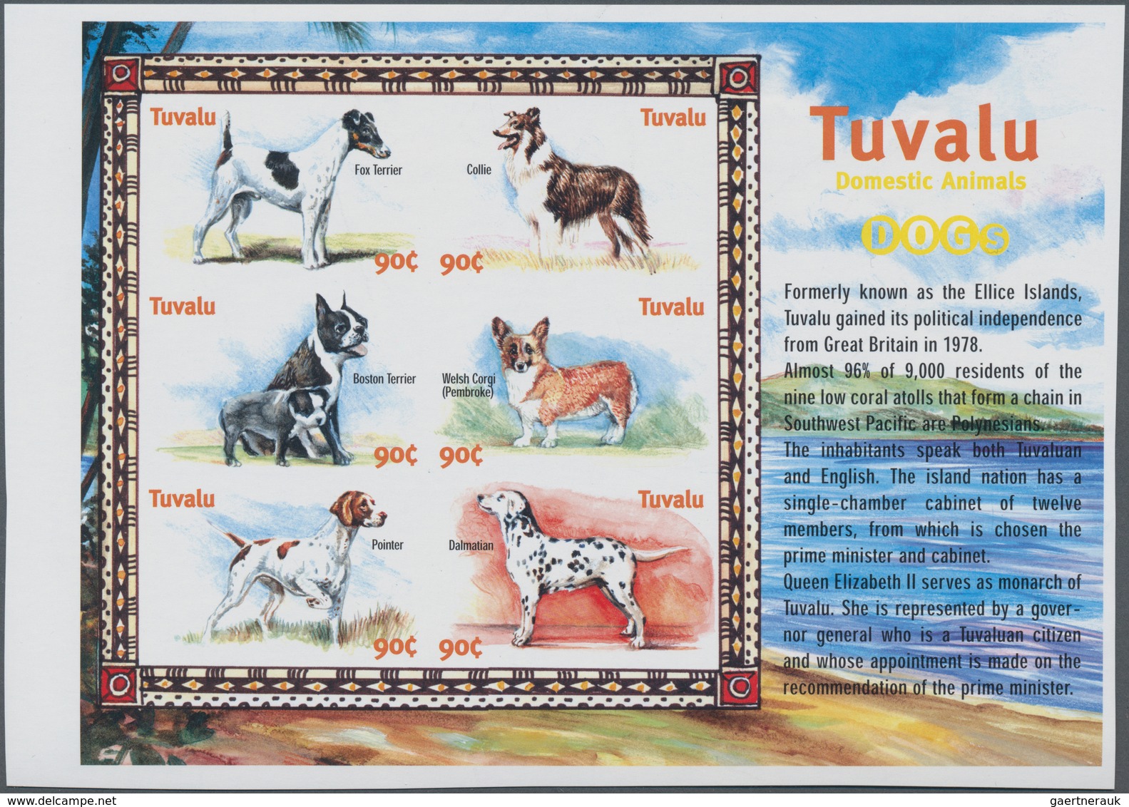 Thematik: Tiere-Hunde / Animals-dogs: 2000, TUVALU: Dogs Complete Set Of Twelve In Two IMPERFORATE S - Honden