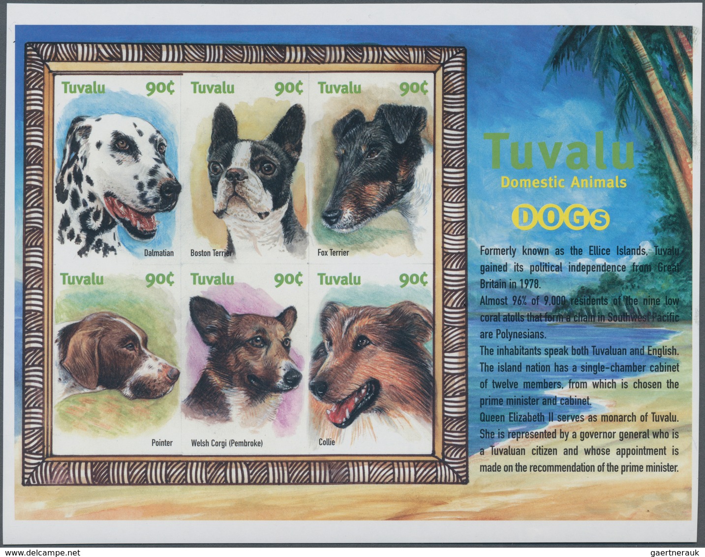 Thematik: Tiere-Hunde / Animals-dogs: 2000, TUVALU: Dogs Complete Set Of Twelve In Two IMPERFORATE S - Honden