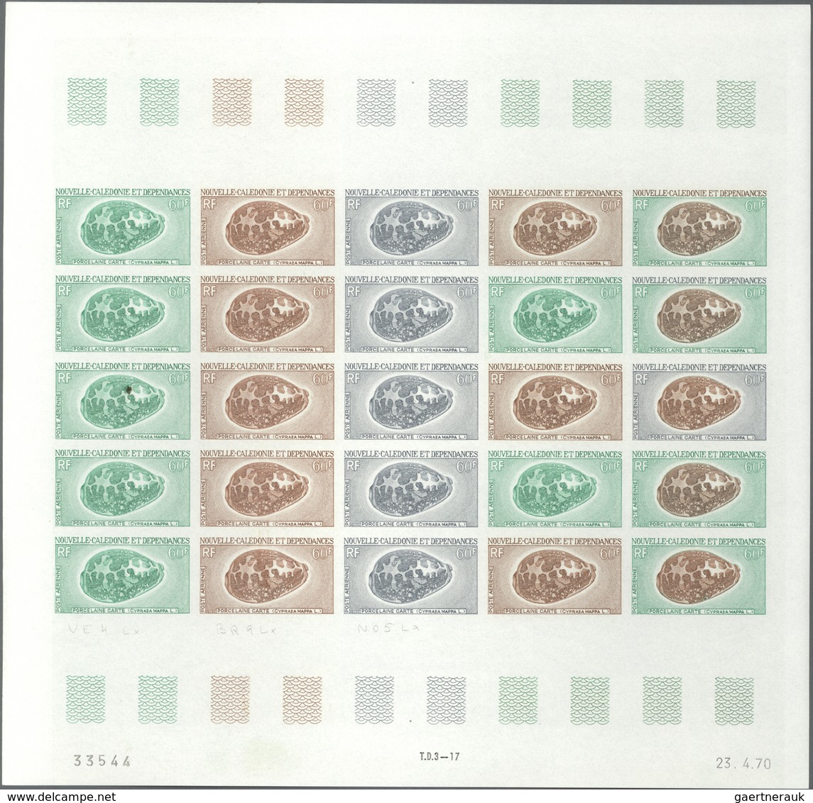 Thematik: Tiere-Meerestiere-Muscheln / animals-sea animals-shells: 1970, New Caledonia. Complete set