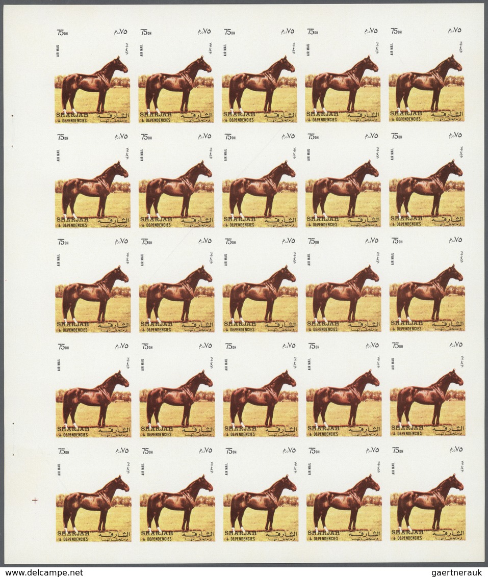 Thematik: Tiere-Pferde / Animals-horses: 1972. Sharjah. Progressive Proof (6 Phases) In Complete She - Horses