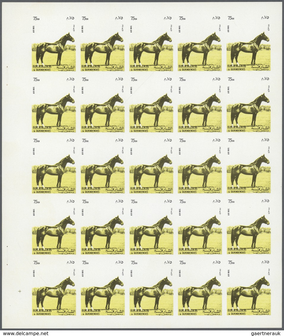 Thematik: Tiere-Pferde / Animals-horses: 1972. Sharjah. Progressive Proof (6 Phases) In Complete She - Paarden