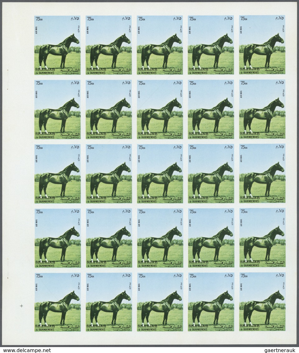 Thematik: Tiere-Pferde / Animals-horses: 1972. Sharjah. Progressive Proof (6 Phases) In Complete She - Paarden