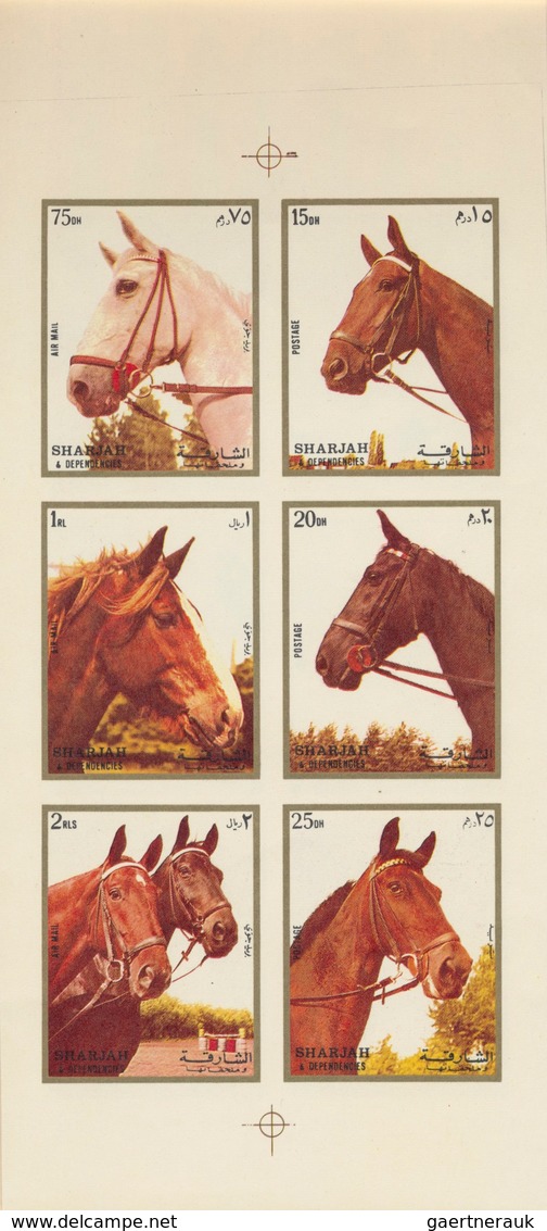 Thematik: Tiere-Pferde / Animals-horses: 1972, Sharjah, Horses 15dh. To 2r., Booklet With Four Imper - Paarden