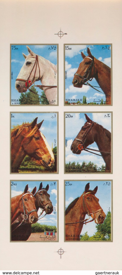 Thematik: Tiere-Pferde / Animals-horses: 1972, Sharjah, Horses 15dh. To 2r., Booklet With Four Imper - Paarden