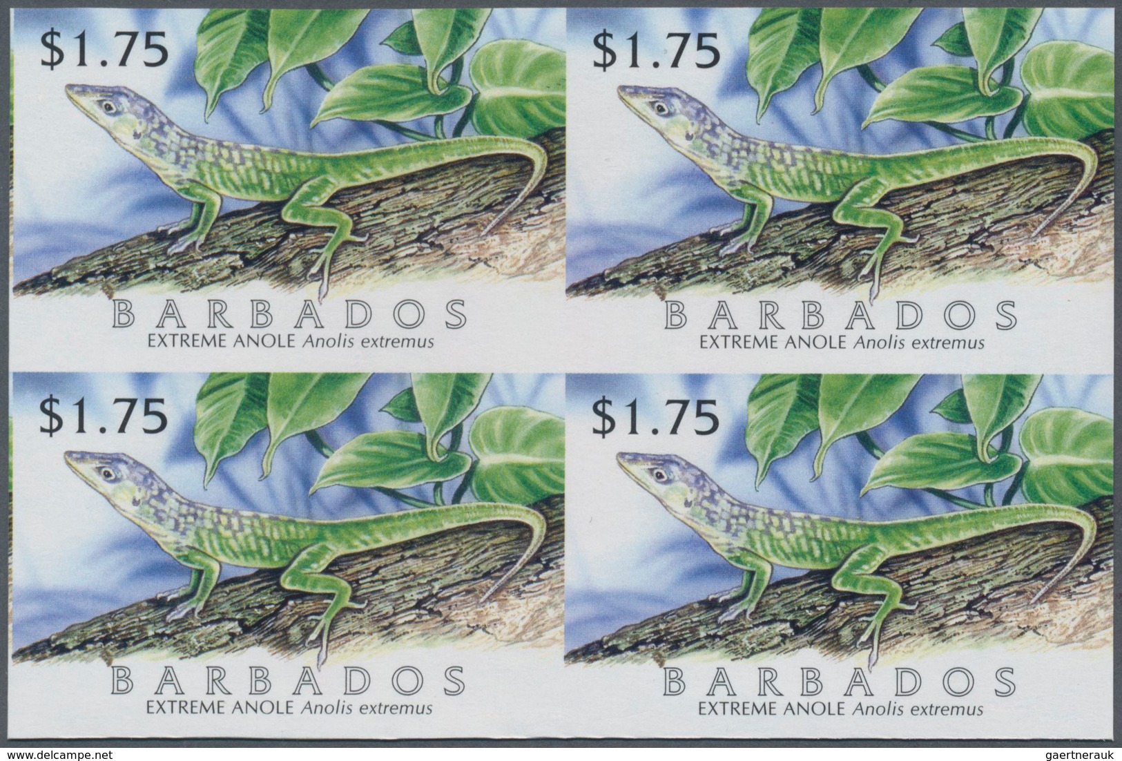 Thematik: Tiere-Reptilien / Animals-reptiles: 2005, Barbados. IMPERFORATE Block Of 4 For The $1.75 V - Other & Unclassified