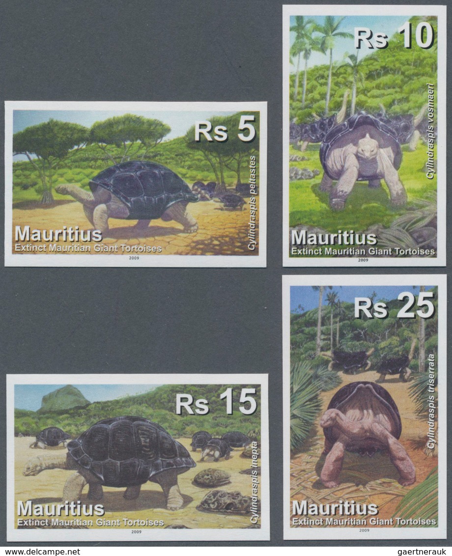 Thematik: Tiere-Schildkröten / Animals-turtles: 2009, Mauritius. Complete Set "Extinct Turtle Specie - Schildpadden