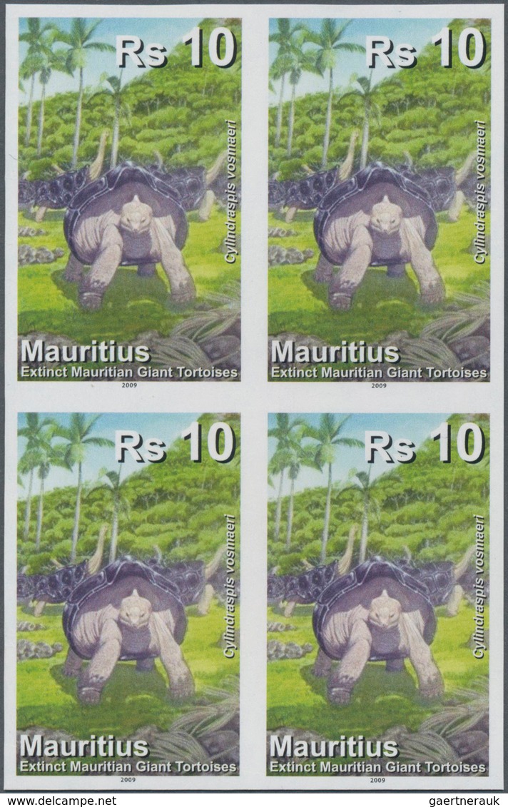 Thematik: Tiere-Schildkröten / Animals-turtles: 2009, Mauritius. IMPERFORATE Block Of 4 For The 10rs - Turtles