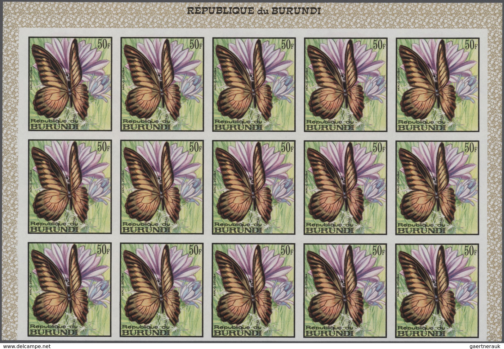 Thematik: Tiere-Schmetterlinge / animals-butterflies: 1968, BURUNDI: Butterflies complete set of 16