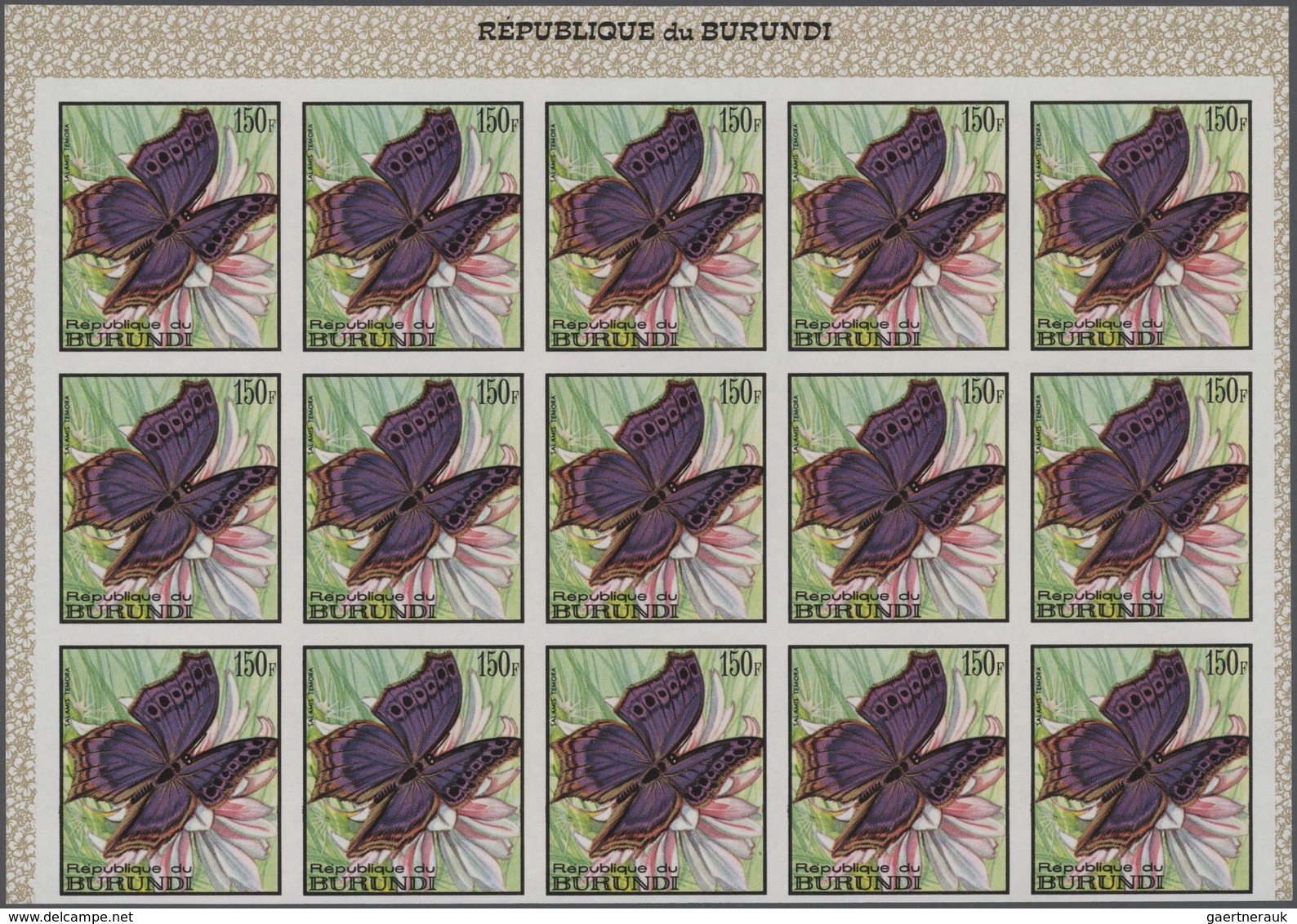 Thematik: Tiere-Schmetterlinge / animals-butterflies: 1968, BURUNDI: Butterflies complete set of 16