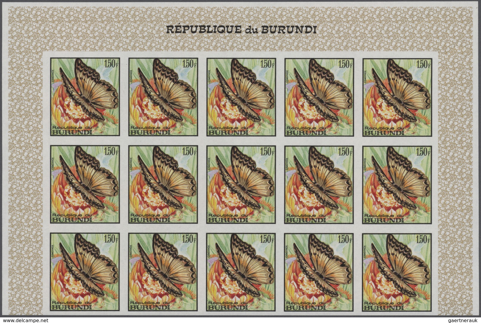 Thematik: Tiere-Schmetterlinge / animals-butterflies: 1968, BURUNDI: Butterflies complete set of 16