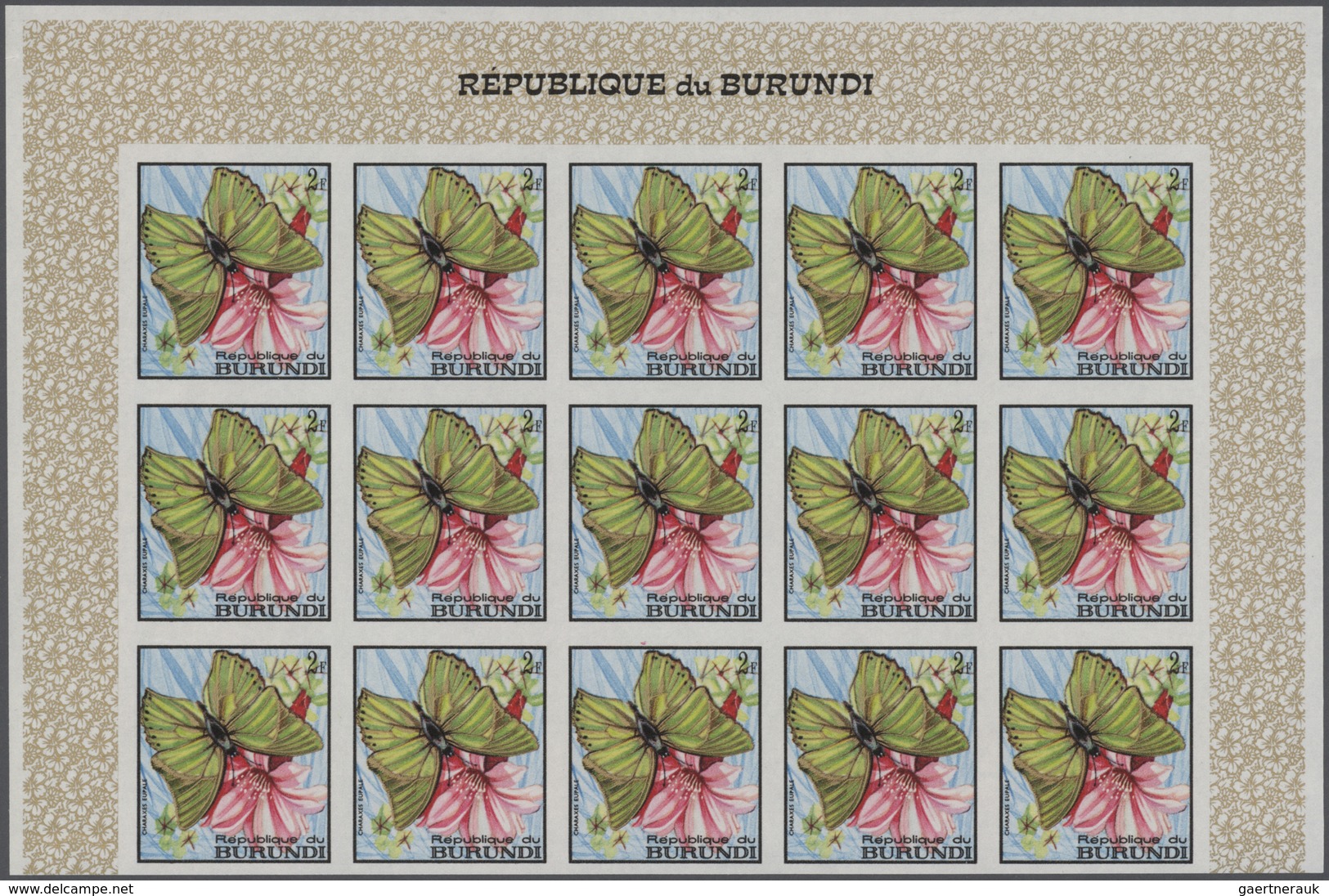 Thematik: Tiere-Schmetterlinge / animals-butterflies: 1968, BURUNDI: Butterflies complete set of 16