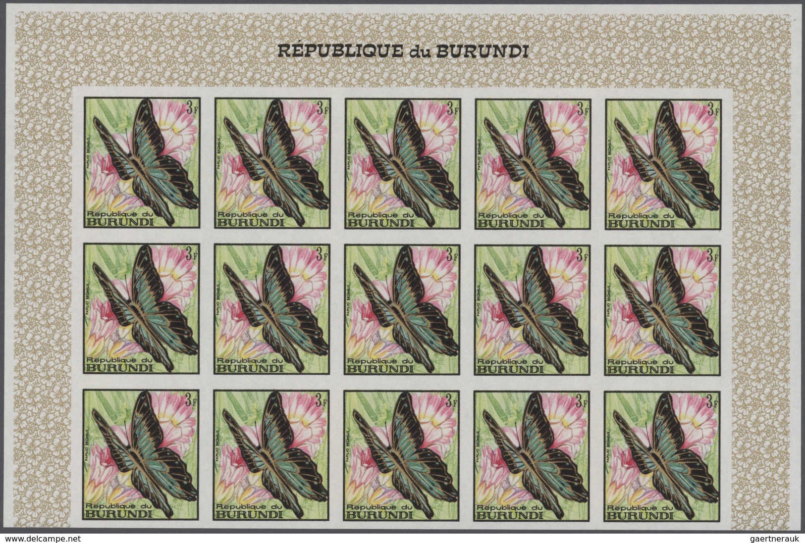 Thematik: Tiere-Schmetterlinge / animals-butterflies: 1968, BURUNDI: Butterflies complete set of 16