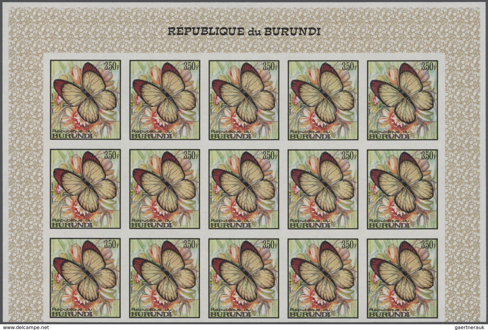 Thematik: Tiere-Schmetterlinge / animals-butterflies: 1968, BURUNDI: Butterflies complete set of 16