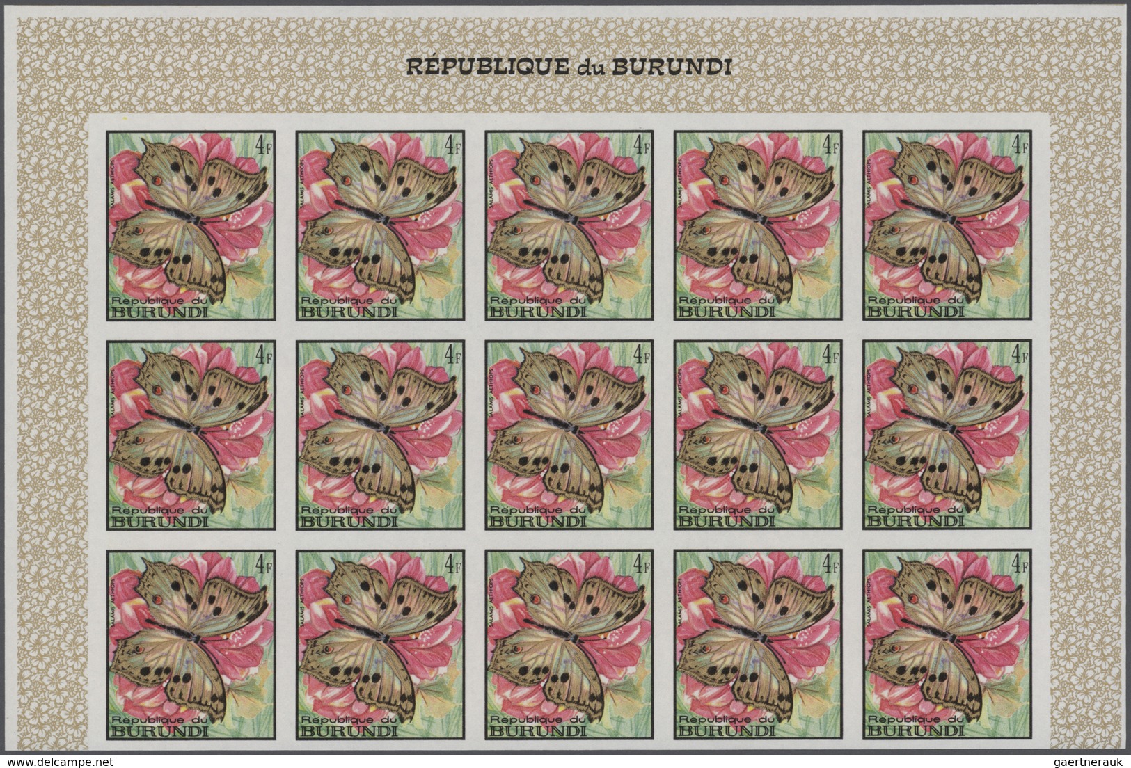 Thematik: Tiere-Schmetterlinge / animals-butterflies: 1968, BURUNDI: Butterflies complete set of 16