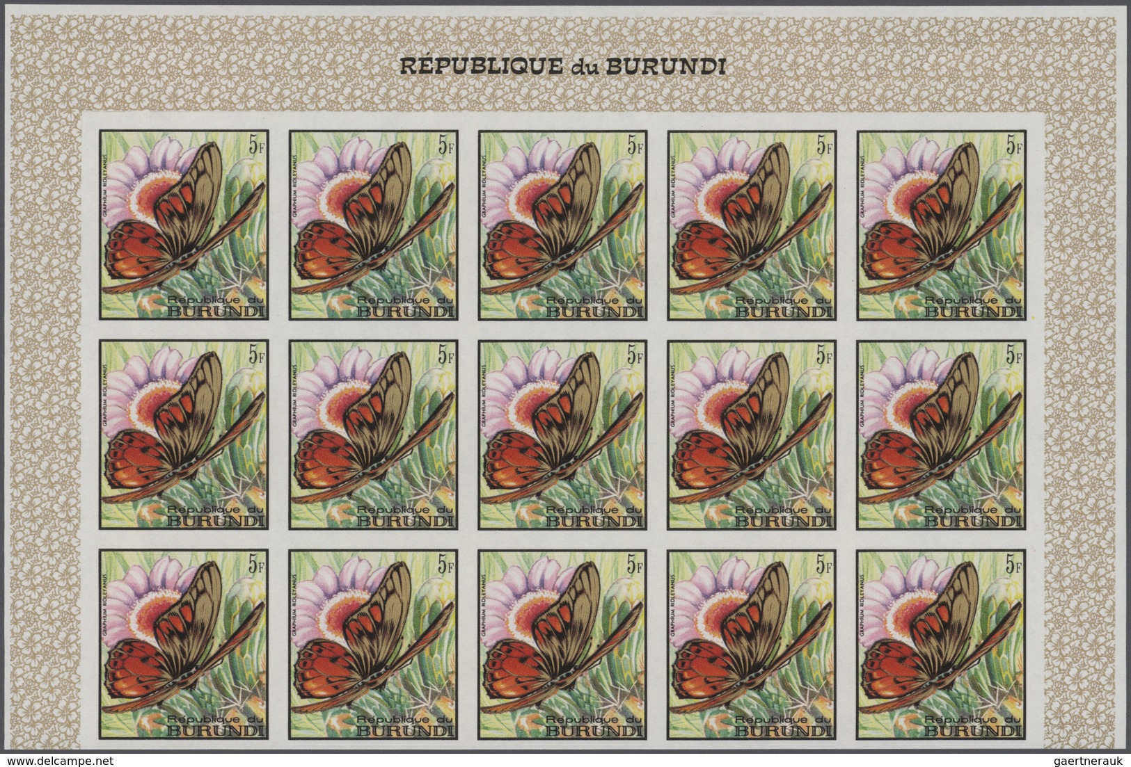 Thematik: Tiere-Schmetterlinge / animals-butterflies: 1968, BURUNDI: Butterflies complete set of 16