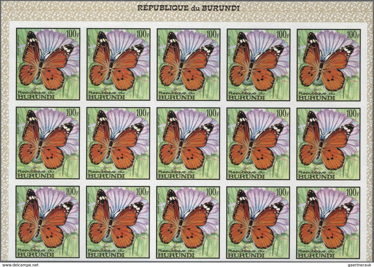 Thematik: Tiere-Schmetterlinge / animals-butterflies: 1968, BURUNDI: Butterflies complete set of 16