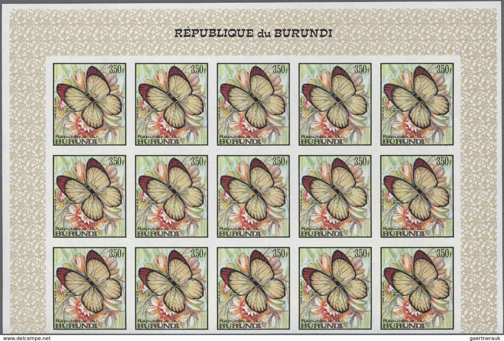 Thematik: Tiere-Schmetterlinge / animals-butterflies: 1968, BURUNDI: Butterflies complete set of 16