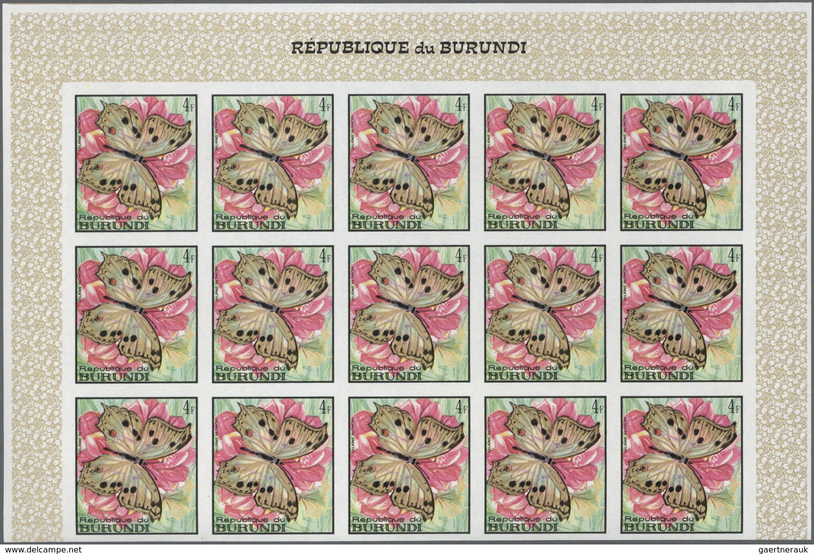 Thematik: Tiere-Schmetterlinge / animals-butterflies: 1968, BURUNDI: Butterflies complete set of 16