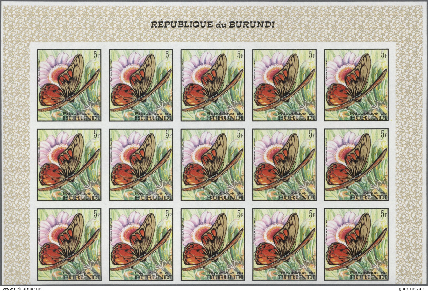 Thematik: Tiere-Schmetterlinge / animals-butterflies: 1968, BURUNDI: Butterflies complete set of 16