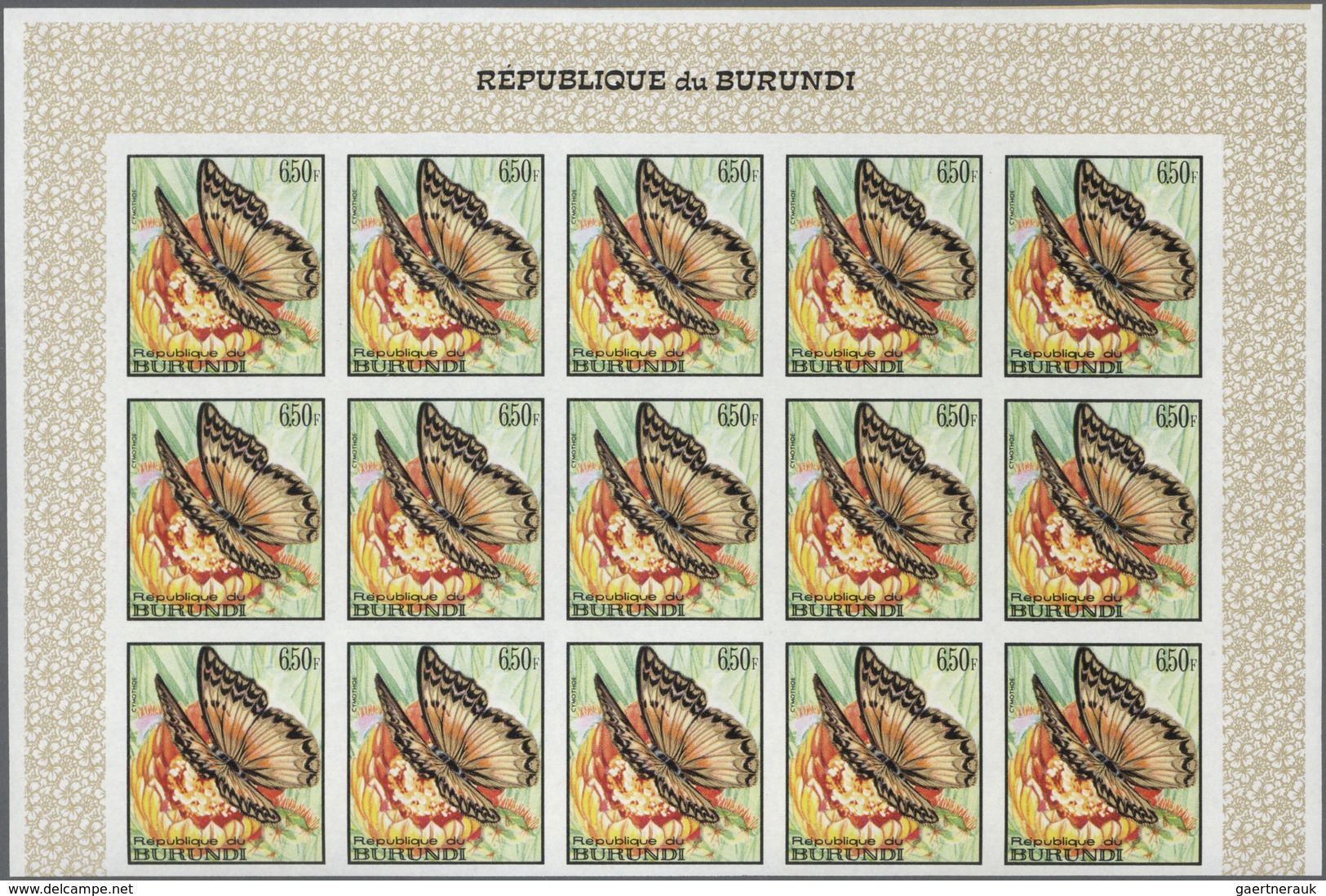 Thematik: Tiere-Schmetterlinge / animals-butterflies: 1968, BURUNDI: Butterflies complete set of 16