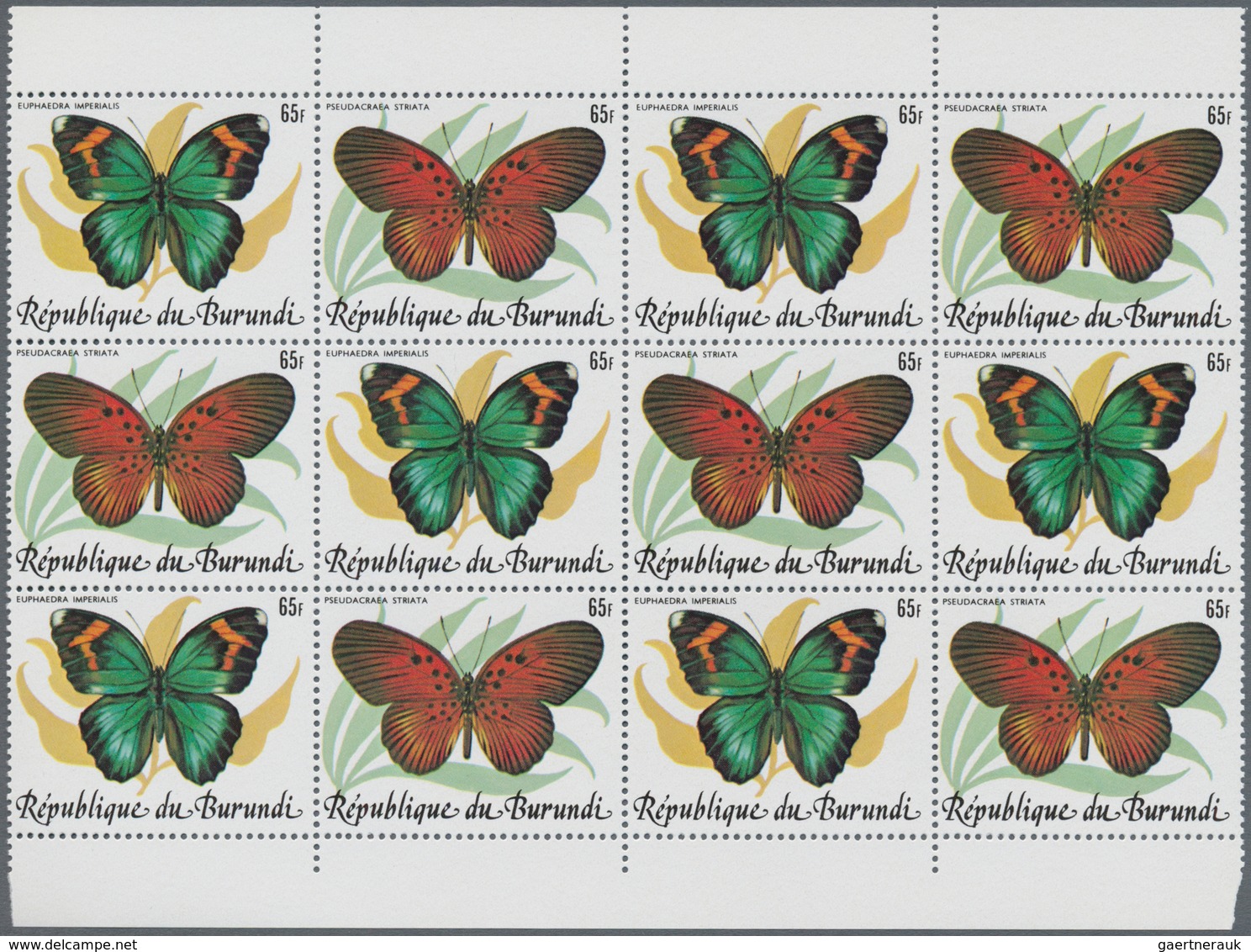 Thematik: Tiere-Schmetterlinge / Animals-butterflies: 1984, BURUNDI: Butterflies Complete Set Of 10 - Vlinders