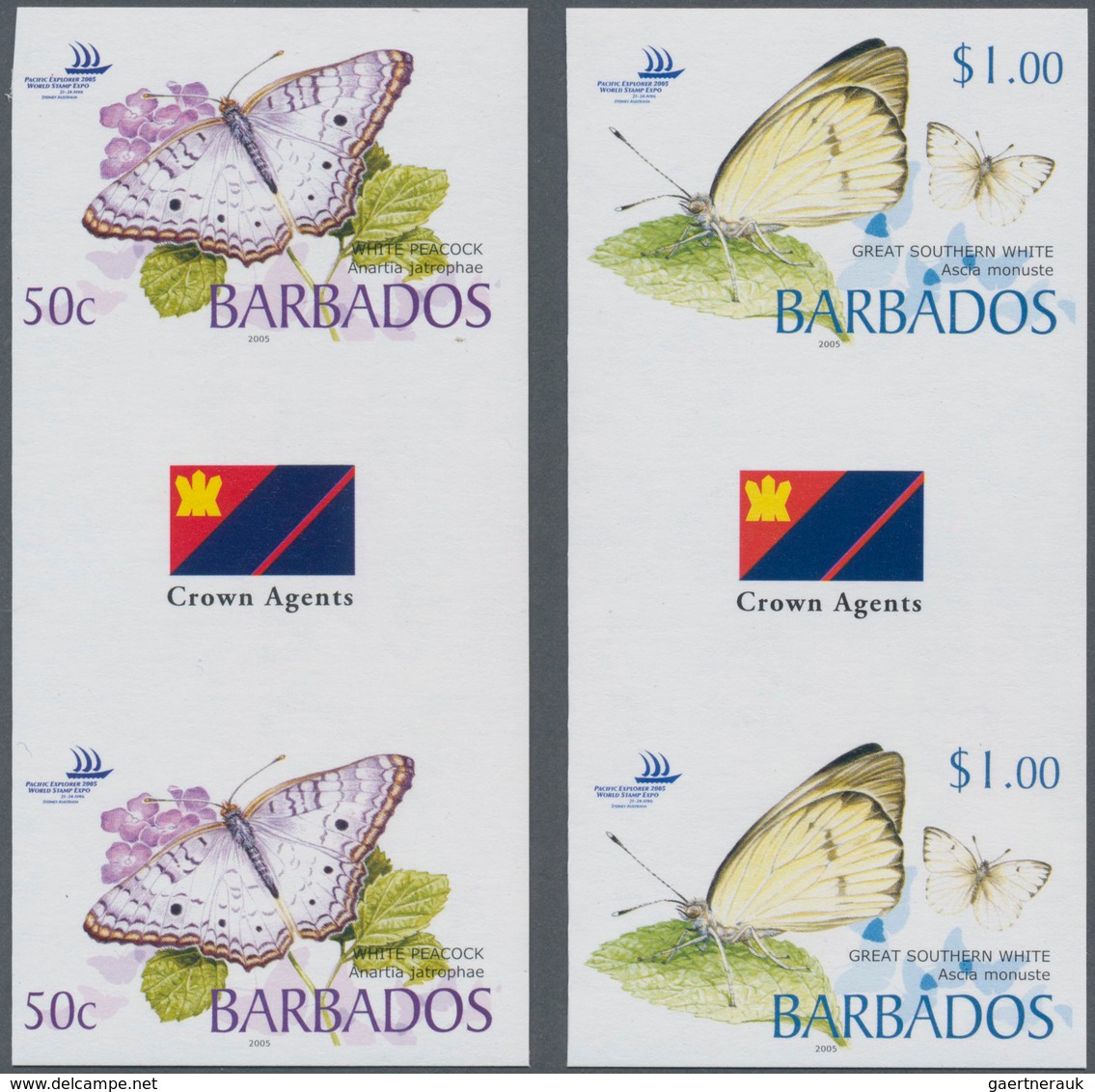 Thematik: Tiere-Schmetterlinge / Animals-butterflies: 2005, Barbados. Complete Set BUTTERFLIES (4 Va - Vlinders