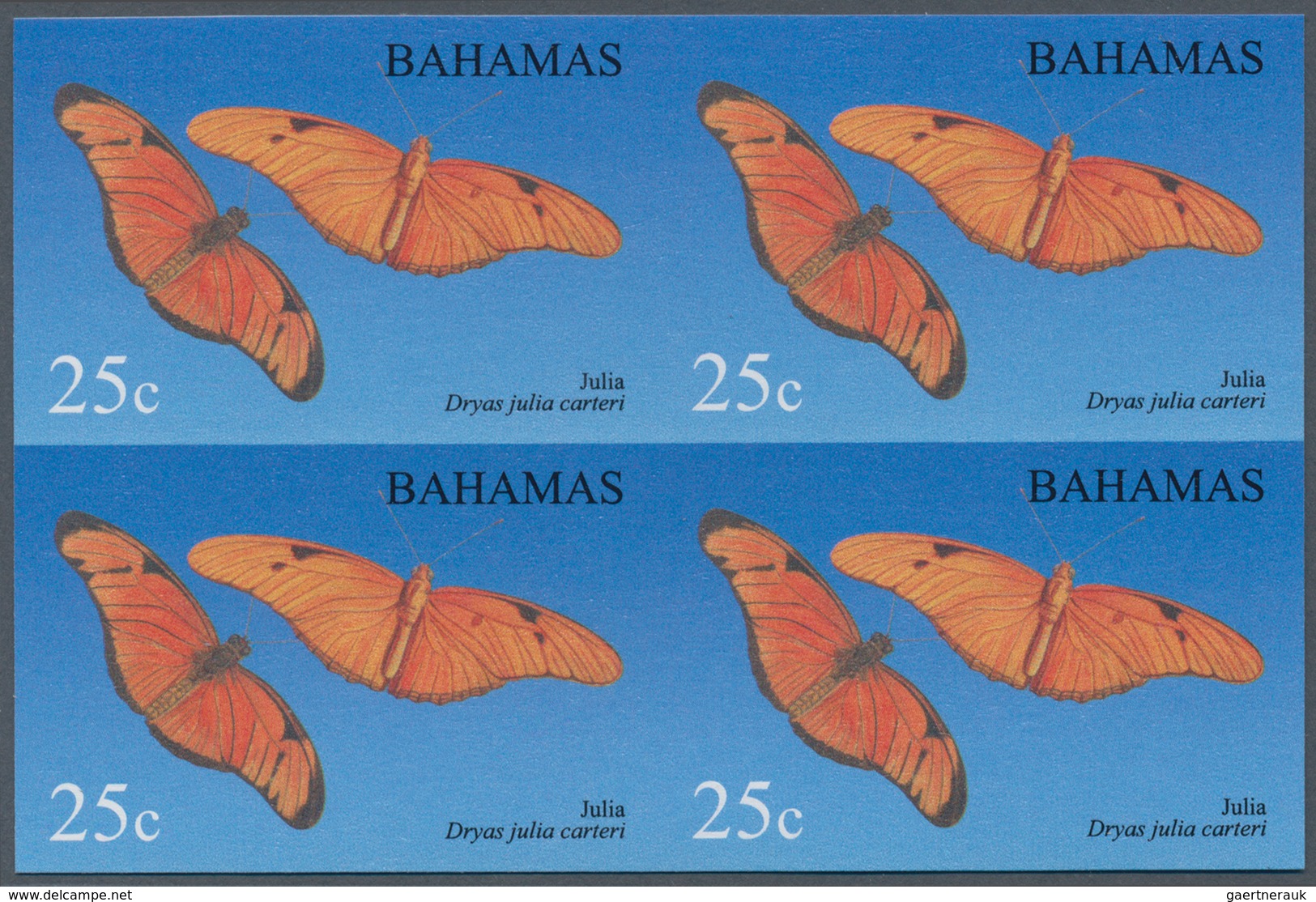 Thematik: Tiere-Schmetterlinge / Animals-butterflies: 2008, Bahamas. IMPERFORATE Block Of 4 For The - Vlinders