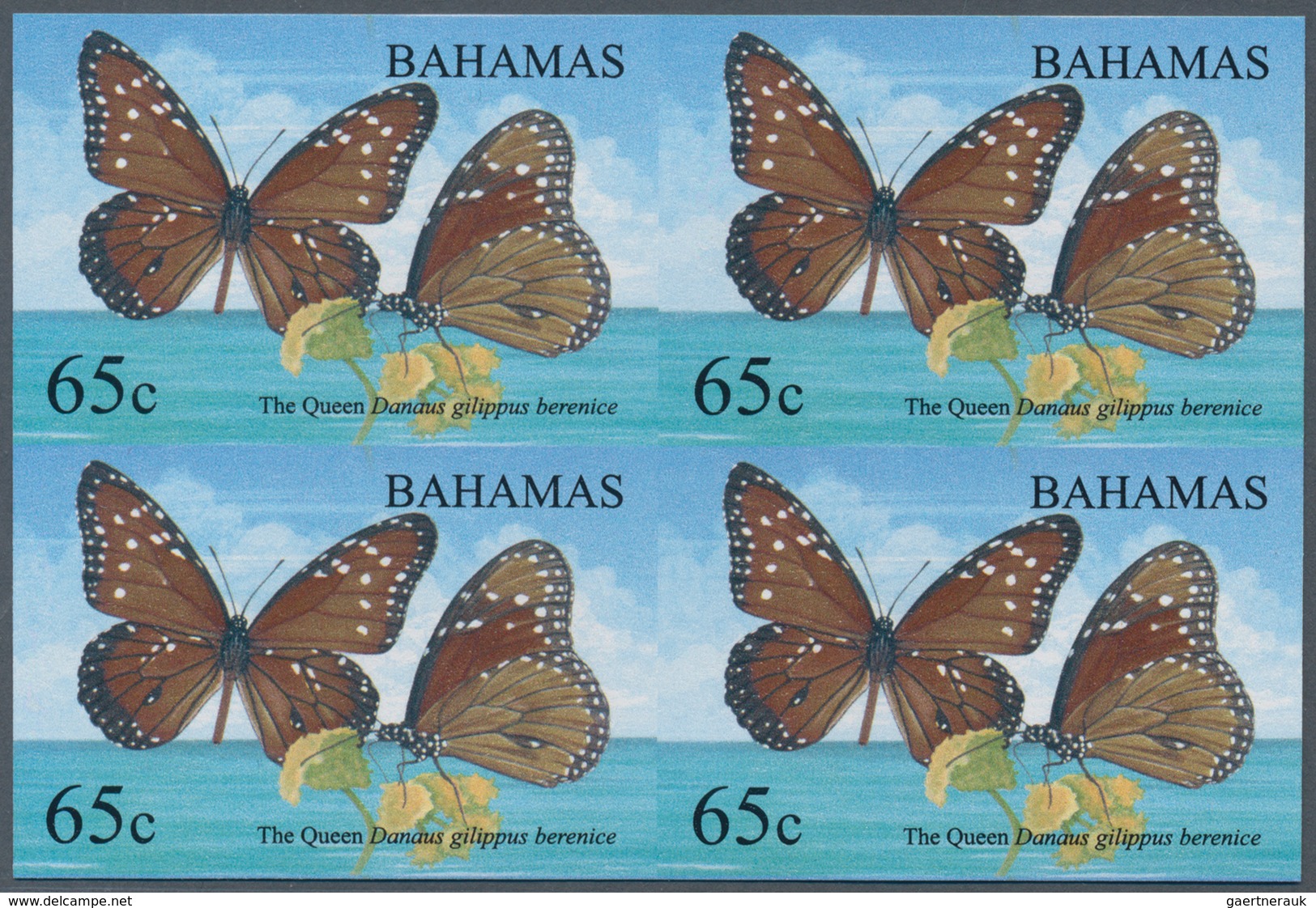 Thematik: Tiere-Schmetterlinge / Animals-butterflies: 2008, Bahamas. IMPERFORATE Block Of 4 For The - Vlinders