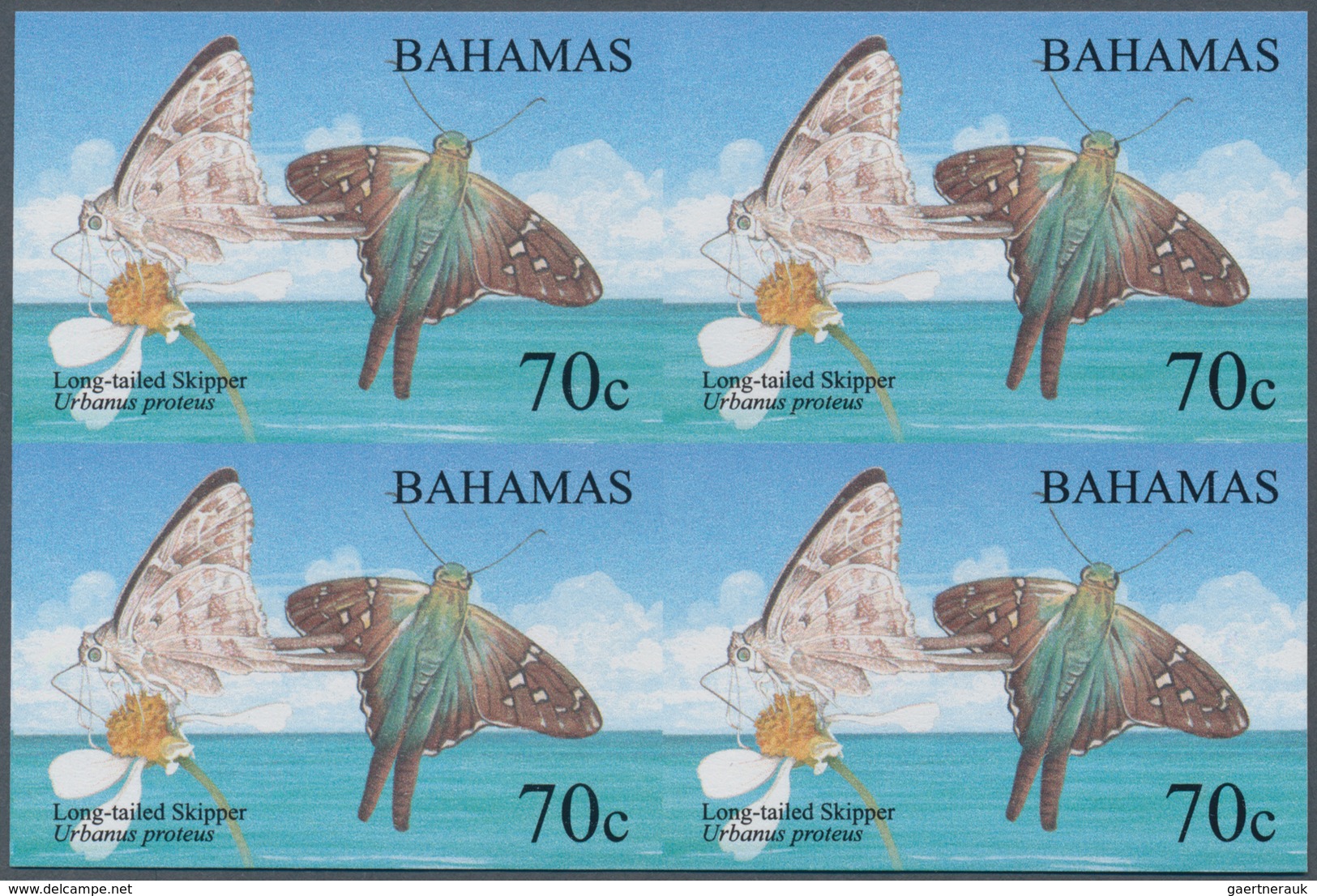 Thematik: Tiere-Schmetterlinge / Animals-butterflies: 2008, Bahamas. IMPERFORATE Block Of 4 For The - Vlinders