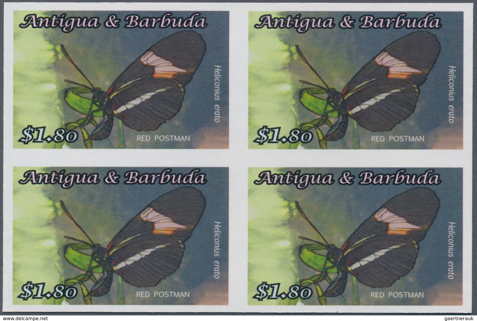 Thematik: Tiere-Schmetterlinge / Animals-butterflies: 2010, Antigua & Barbuda. IMPERFORATE Block Of - Butterflies