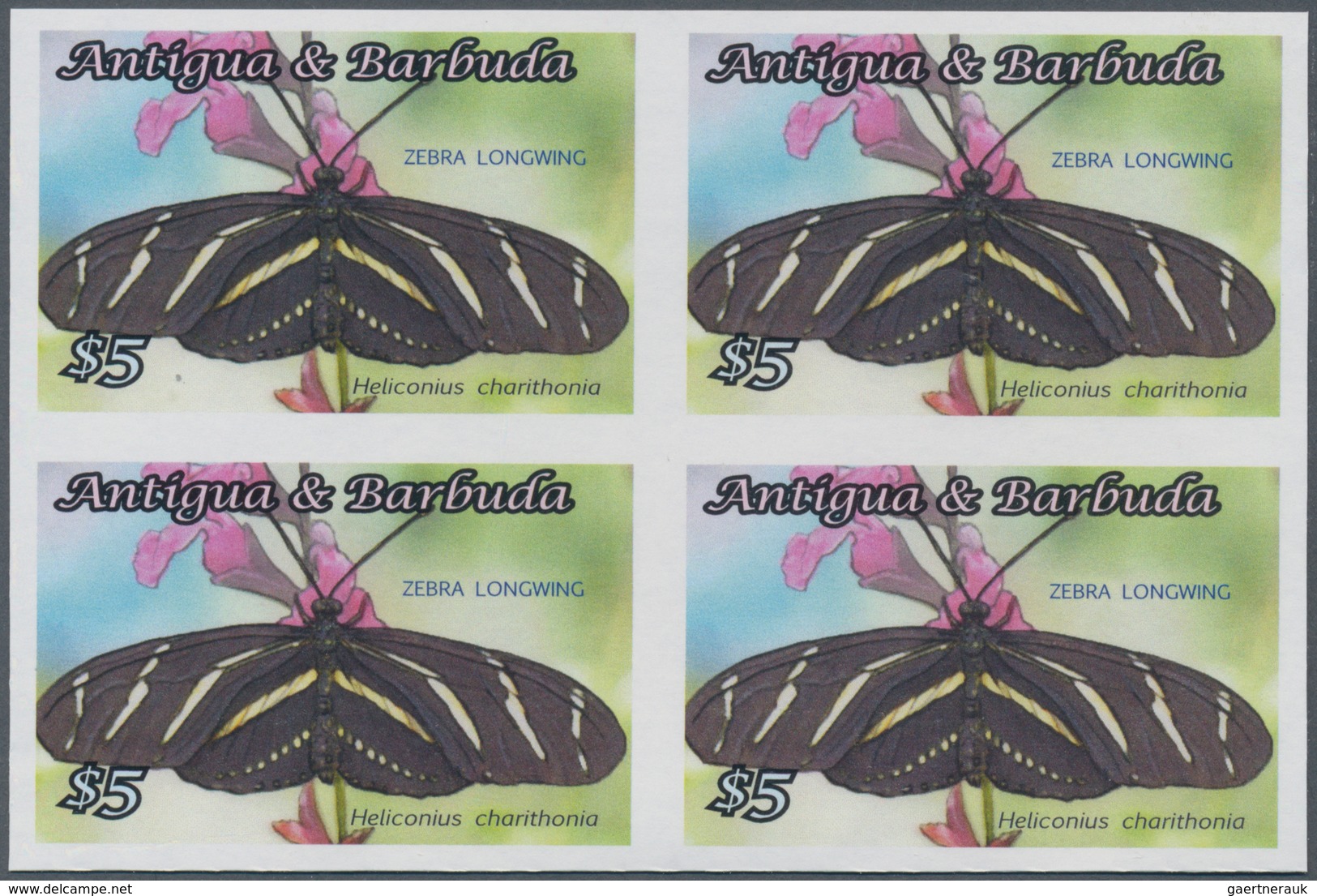 Thematik: Tiere-Schmetterlinge / Animals-butterflies: 2010, Antigua & Barbuda. IMPERFORATE Block Of - Vlinders