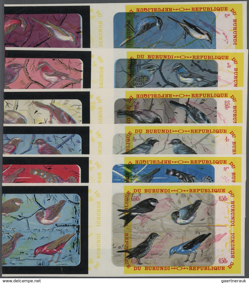 Thematik: Tiere-Vögel / Animals-birds: 1970, Burundi - 6 Items; Double Single Die Proofs For The Min - Other & Unclassified