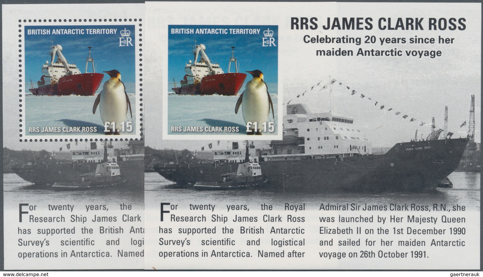 Thematik: Tiere-Vögel / Animals-birds: 2011, BRITISH ANTARCTIC TERRITORY: Research Ships (RRS James - Other & Unclassified