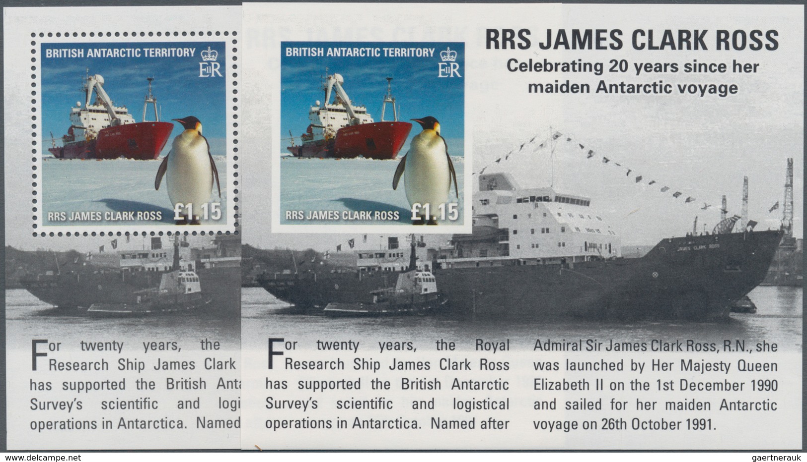 Thematik: Tiere-Vögel / Animals-birds: 2011, BRITISH ANTARCTIC TERRITORY: Research Ships (RRS James - Andere & Zonder Classificatie