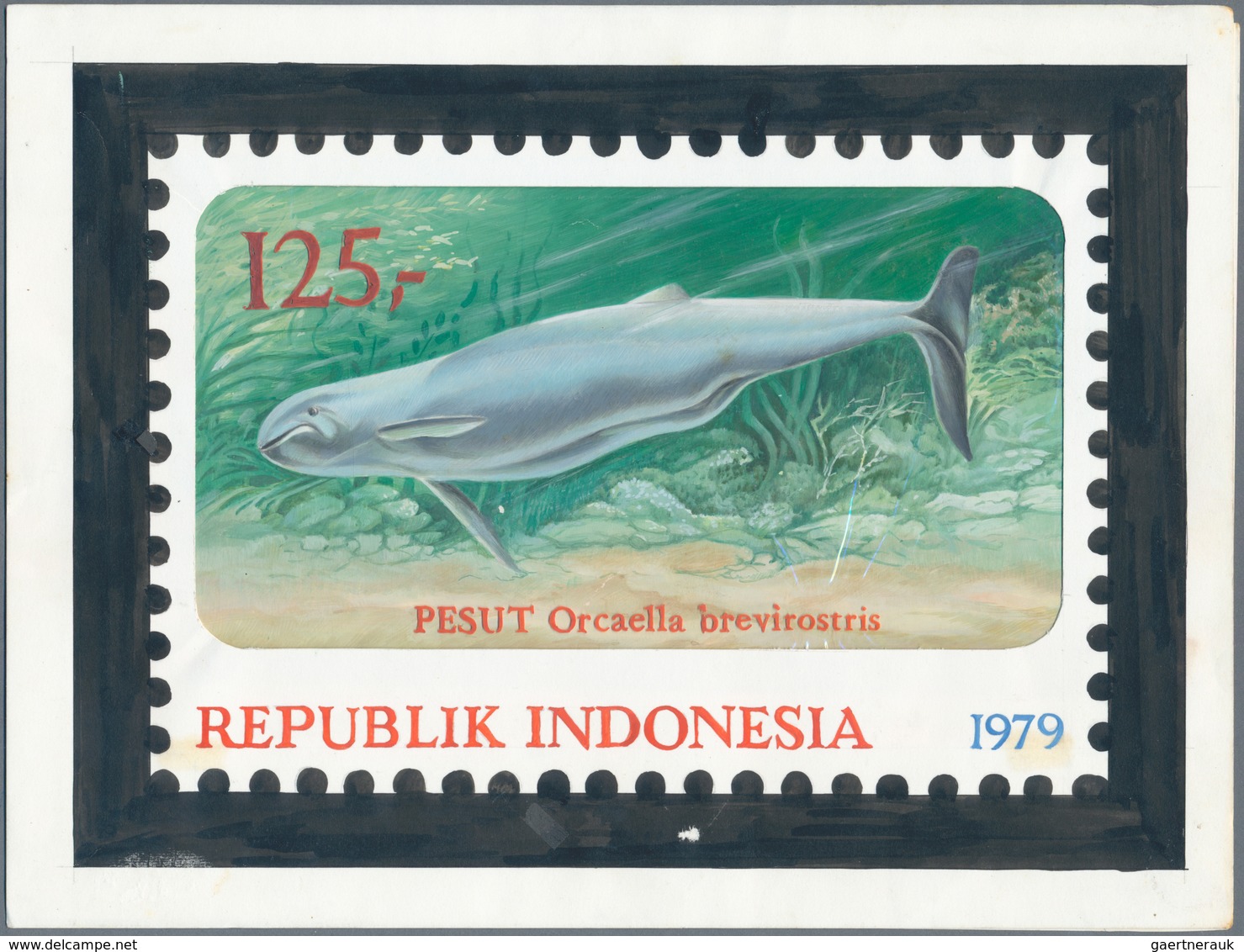 Thematik: Tiere-Meeressäuger (u.a. Wale) / Animals-aquatic Mammals: 1979, Indonesia. Artist's Color - Other & Unclassified