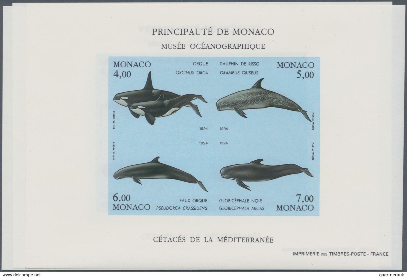Thematik: Tiere-Meeressäuger (u.a. Wale) / Animals-aquatic Mammals: 1992/1994, MONACO: Whales And Do - Andere & Zonder Classificatie
