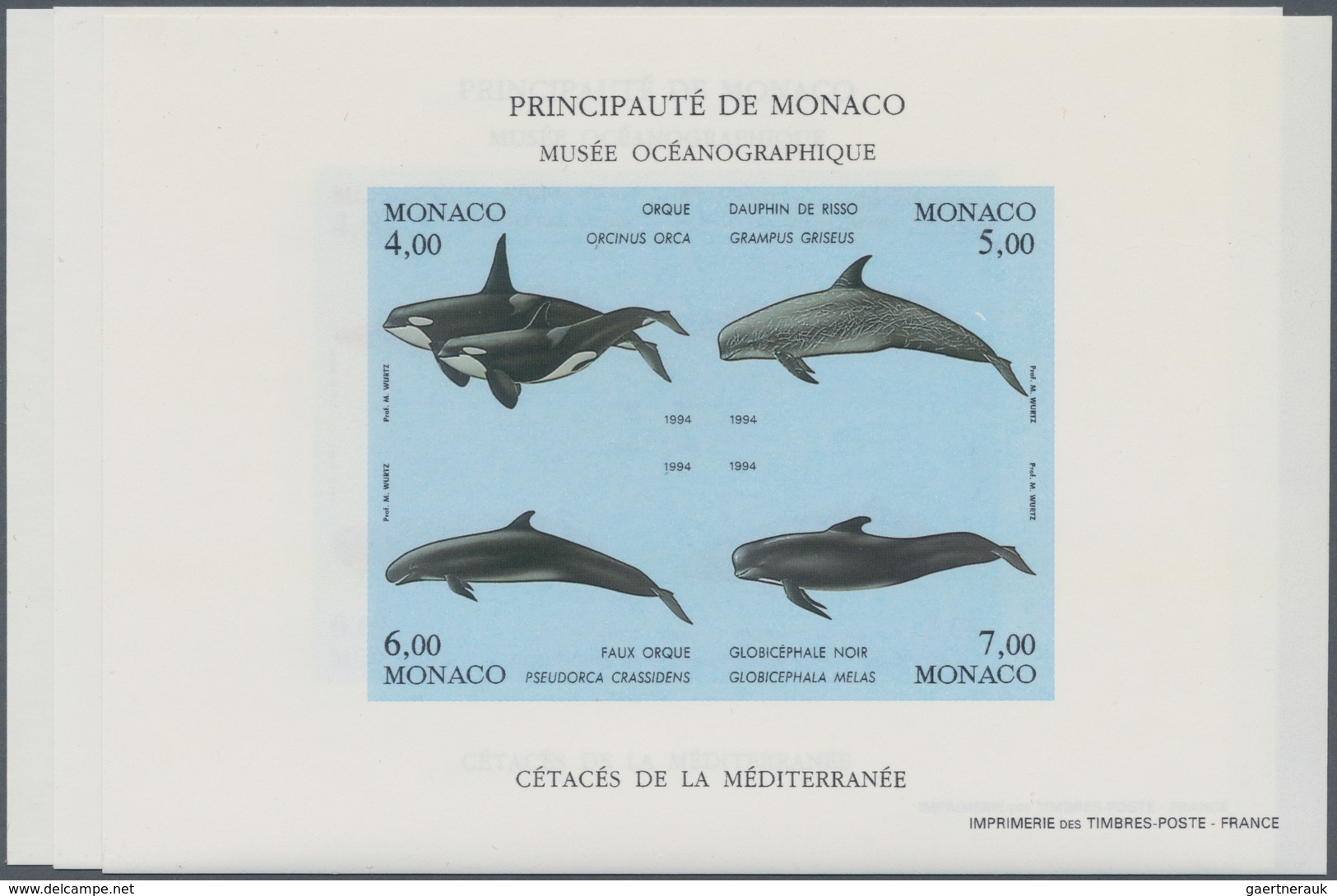 Thematik: Tiere-Meeressäuger (u.a. Wale) / Animals-aquatic Mammals: 1992/1994, MONACO: Whales And Do - Andere & Zonder Classificatie