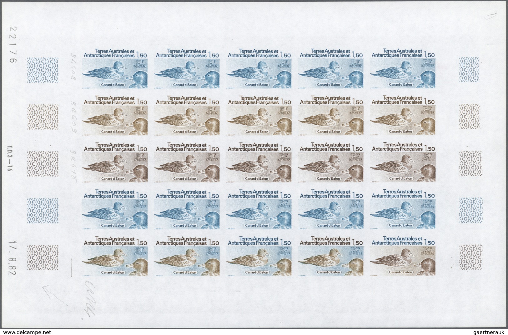 Thematik: Tiere-Wasservögel / Animals-water Birds: 1983, F.S.A.T. Complete Color Proof Sheet Of 25 F - Other & Unclassified