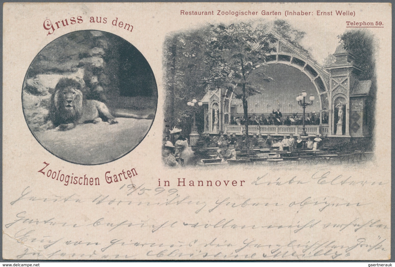 Thematik: Tiere-Zootiere / Animals-zoo Animals: 1899, Dt. Reich. Privat-Postkarte 5 Pf Ziffer "Gruss - Otros & Sin Clasificación