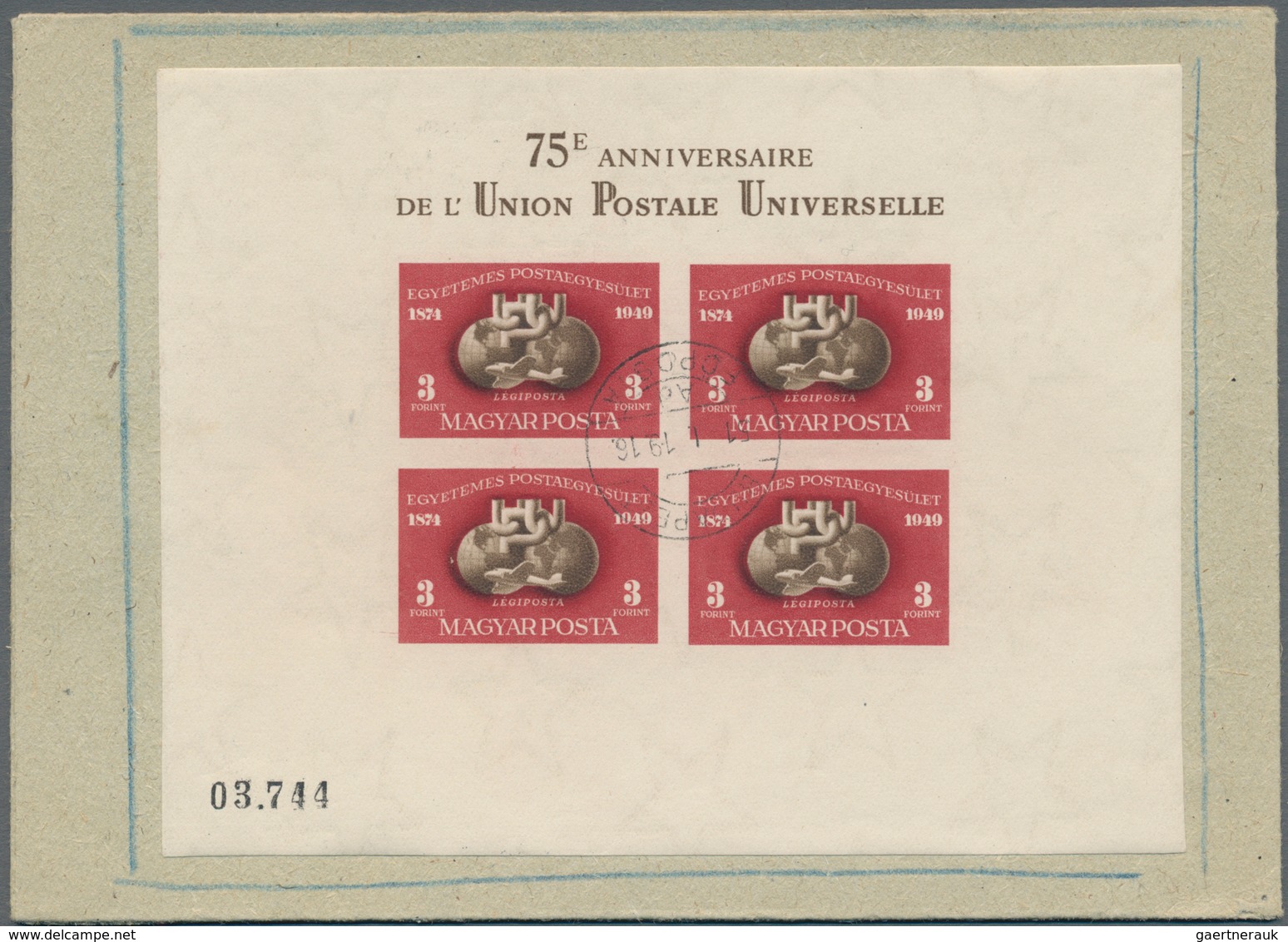 Thematik: UPU / United Postal Union: UNGARN 1950, 2. Juli. Blockpaar: 75 Jahre Weltpostverein (UPU) - U.P.U.